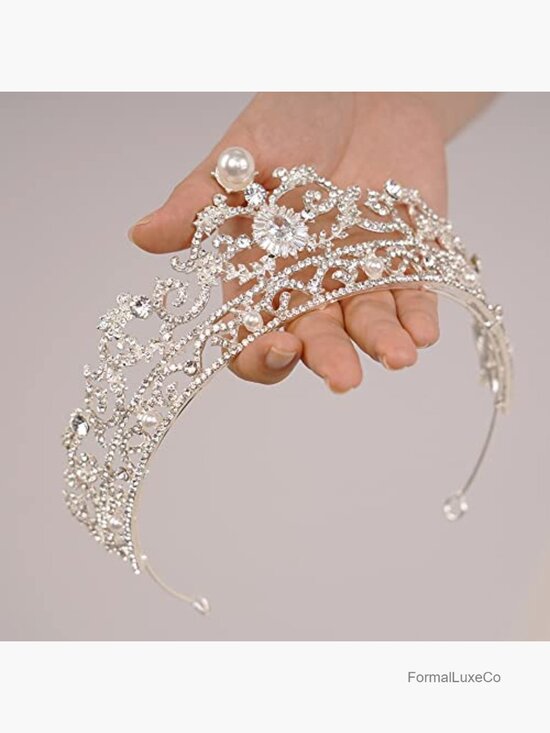 Crystal Pearl Tiara Crown Headband for Wedding Prom Birthday Cosplay main image 5
